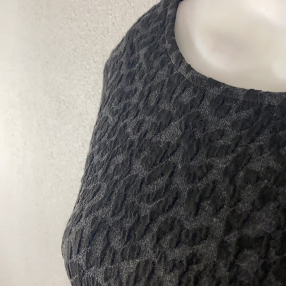 NWT Loft gray black leopard textured flare dress - Picture 11 of 14